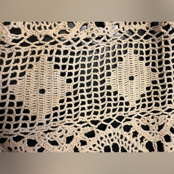 Vintage Hand Crocheted Tablecloth Off White‎ 68"x100" Rectangular - Picture 7 of 13